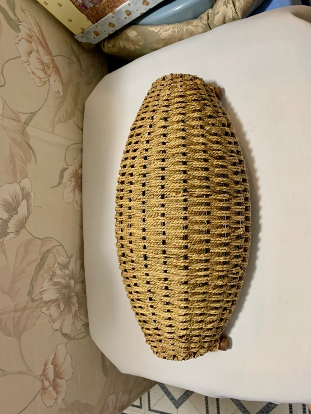 Oval Woven Wire Framed Basket with Wood Handles - 16.25